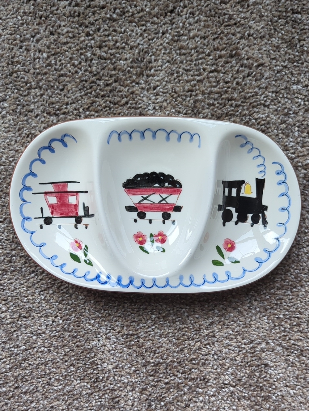 1950's Stangl Kiddieware Mealtime Train Divided Dish